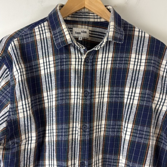 Frank and Oak Plaid Blue Long Sleeve Casual Shirt Size Large - Picture 2 of 7